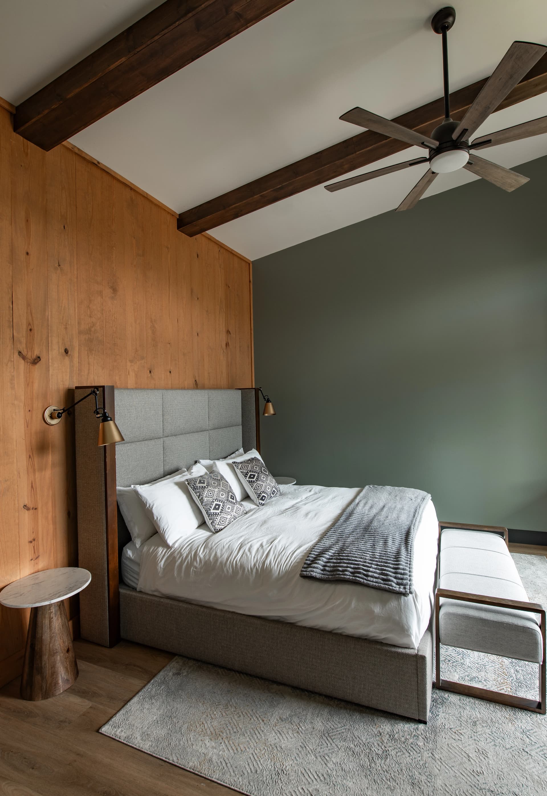 Gatlinburg Cabin Bedroom Wood Paneling